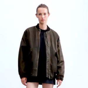 Zara Faux Leather Bomber Jacket. NWT-Large